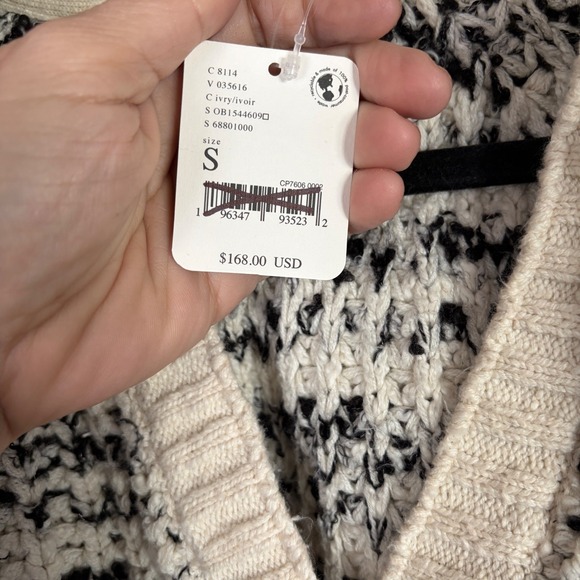 NWT Free People Never Leaving Sweater Hoodie Black White Chunky Knit Small - Picture 4 of 13